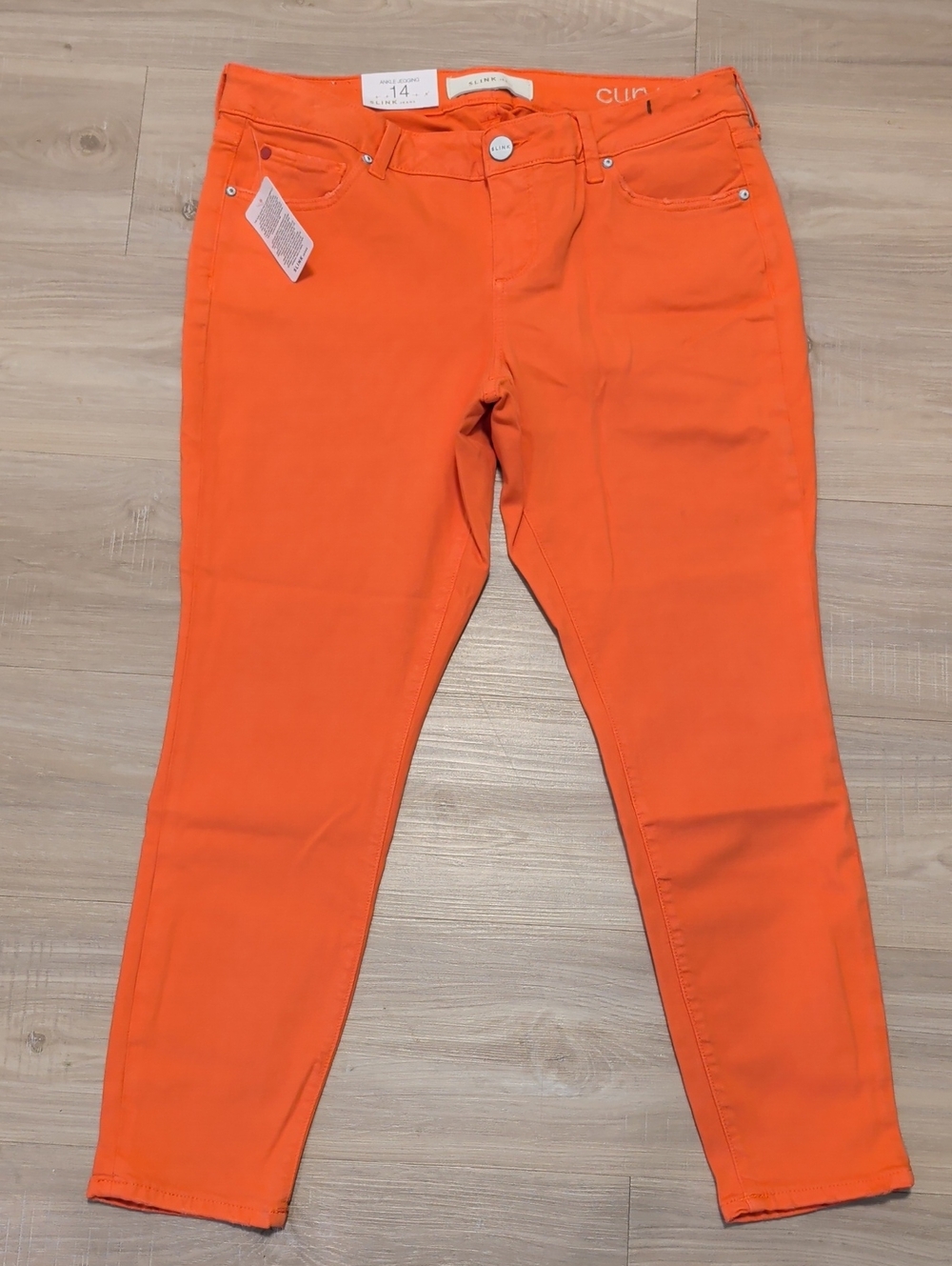 SLINK NWT Curvy 14 Mandarin Orange Jeggings - Ankle Stretch Slim Fit